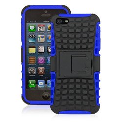 iPhone 5 5S TPU+PC Dual  Hybrid Case with Stand (Black-Blue)
